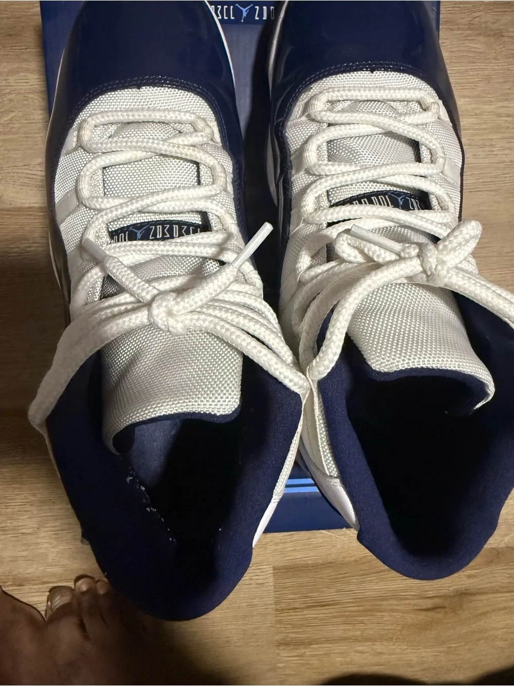 Jordan Retro High-Top Sneakers in Navy and White